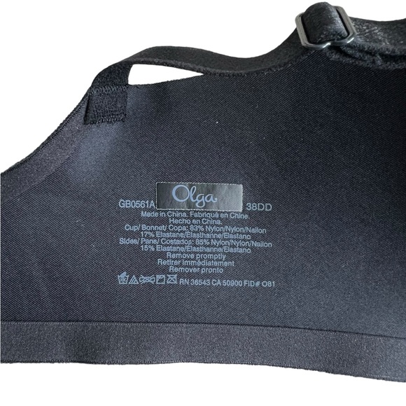 Olga Women Black Contour Underwire Bra Size 38DD 38E Full Coverage - Picture 3 of 4